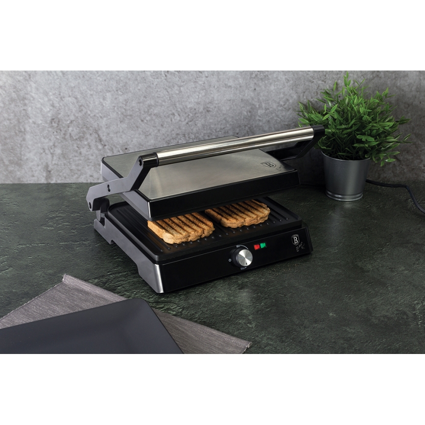 BerlingerHaus - Contactgrill met antikleefoppervlak 2000W/230V roestvrij staal/zwart
