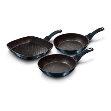 BerlingerHaus - Ensemble de casseroles avec une surface en marbre 3 pcs bleu