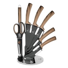 BerlingerHaus - Lot de couteaux en acier inoxydable dans un support 8 pièces noir/marron