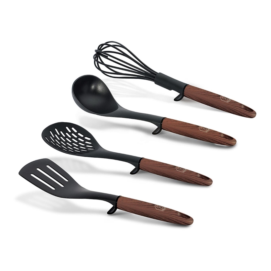 BerlingerHaus - Lot d'ustensiles de cuisine 4 pcs noir/marron