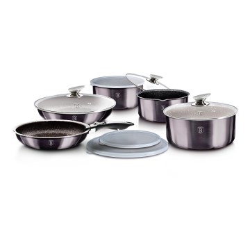 BerlingerHaus - Lot d'ustensiles de cuisine à poignée amovible 12 pièces gris