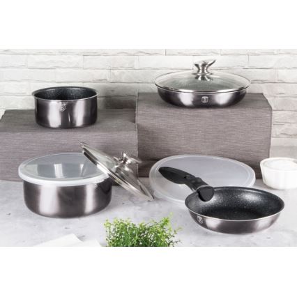 BerlingerHaus - Lot d'ustensiles de cuisine à poignée amovible 12 pièces gris