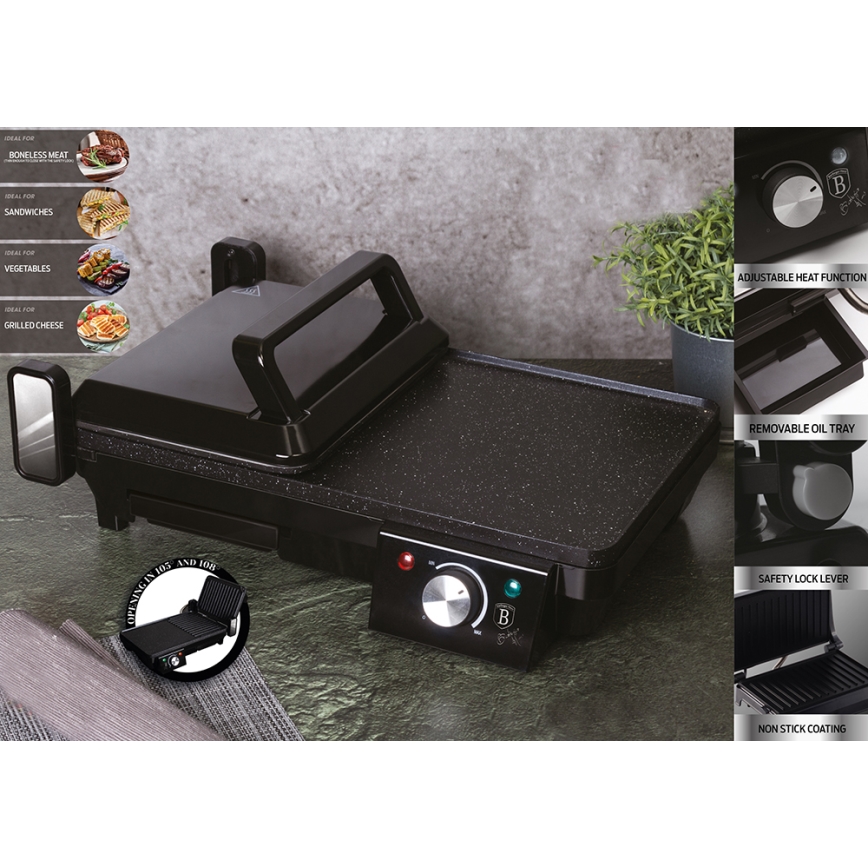 BerlingerHaus - Multifunctionele contactgrill 2000W/230V zwart
