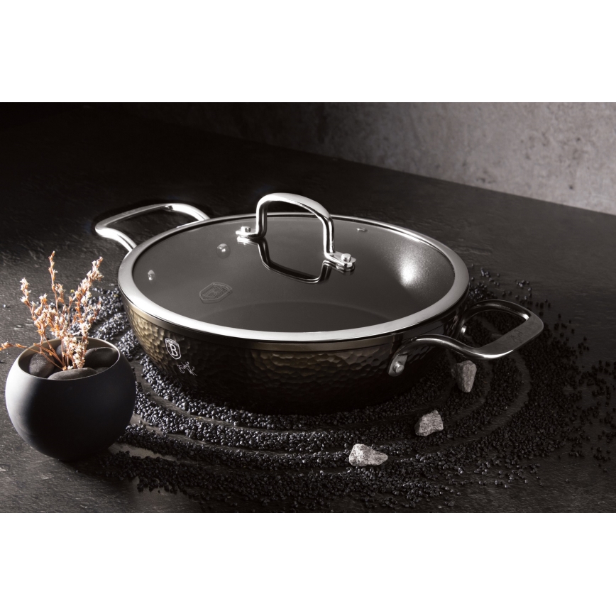 BerlingerHaus - Poêle creuse avec surface en titane + couvercle 28 cm noir