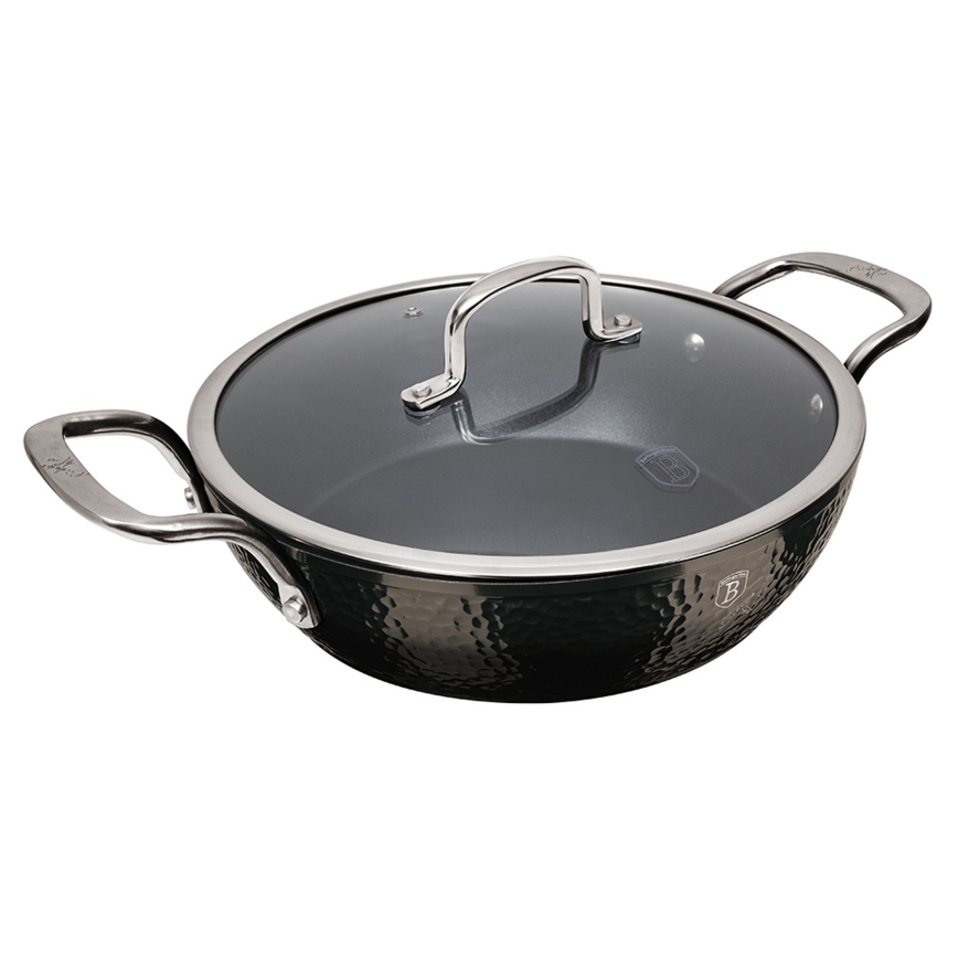 BerlingerHaus - Poêle creuse avec surface en titane + couvercle 28 cm noir