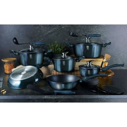 BerlingerHaus - Set schalen met marmeren oppervlak 13 st blauw