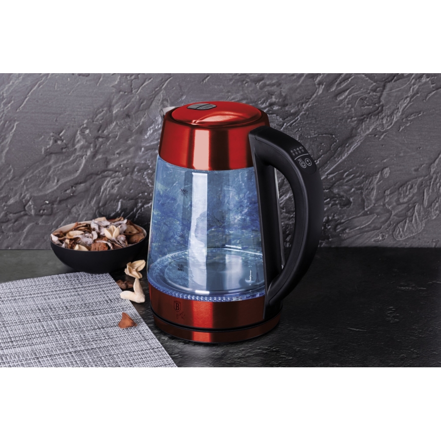 BerlingerHaus- Waterkoker met thermoregulatie 1,7 l 2200W/230V roestvrij staal/rood