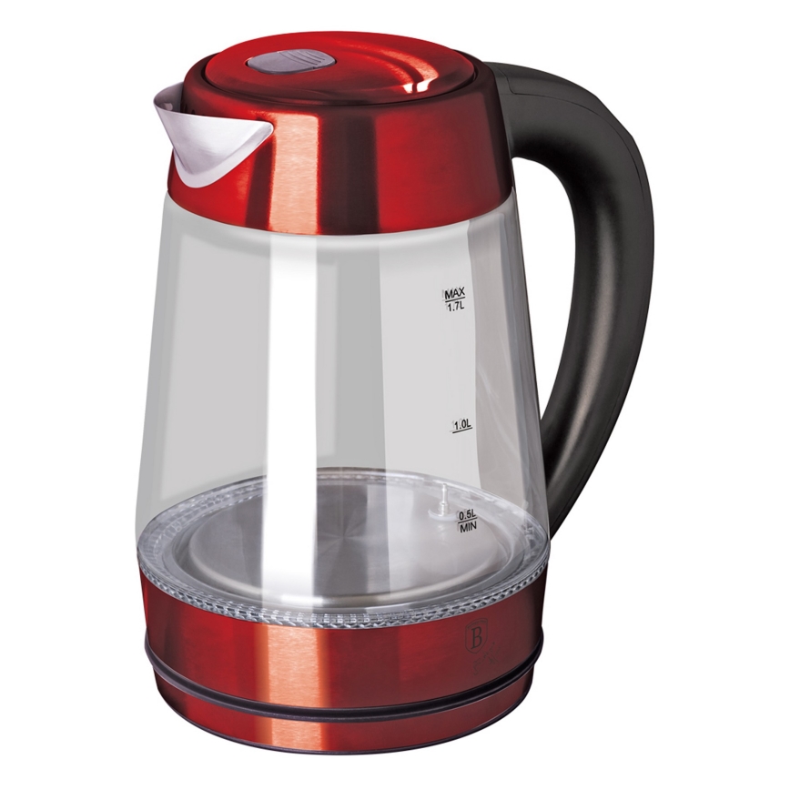 BerlingerHaus- Waterkoker met thermoregulatie 1,7 l 2200W/230V roestvrij staal/rood