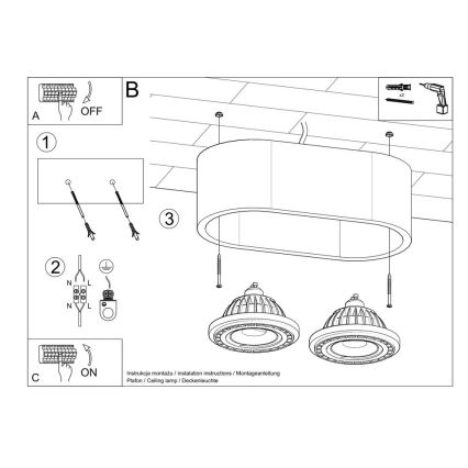 Betonnen Plafondlamp BASIC AR111 2x GU10 / 40W / 230V