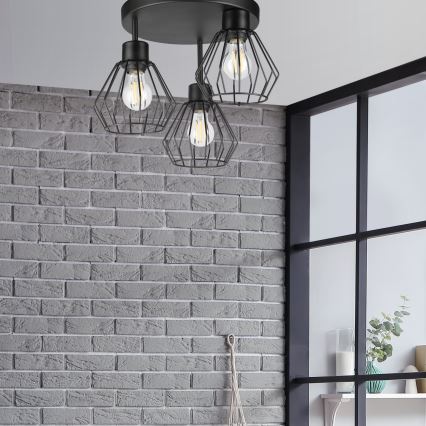 Bevestigde hanglamp AUDREY 3xE27/60W/230V zwart