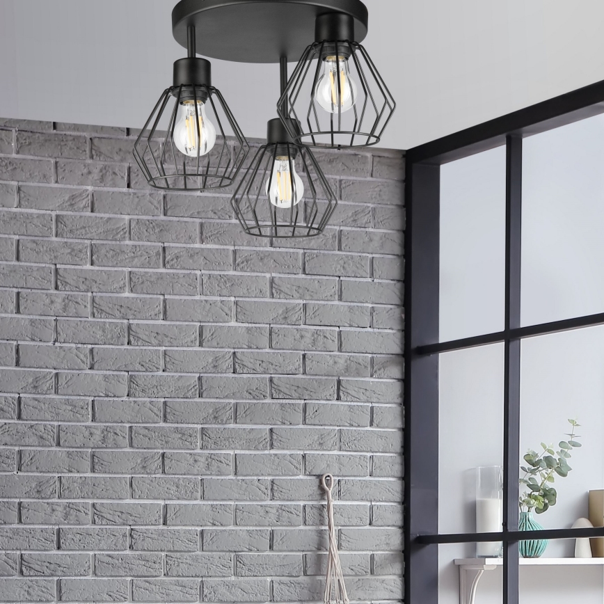 Bevestigde hanglamp AUDREY 3xE27/60W/230V zwart