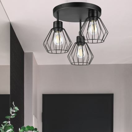 Bevestigde hanglamp AUDREY 3xE27/60W/230V zwart