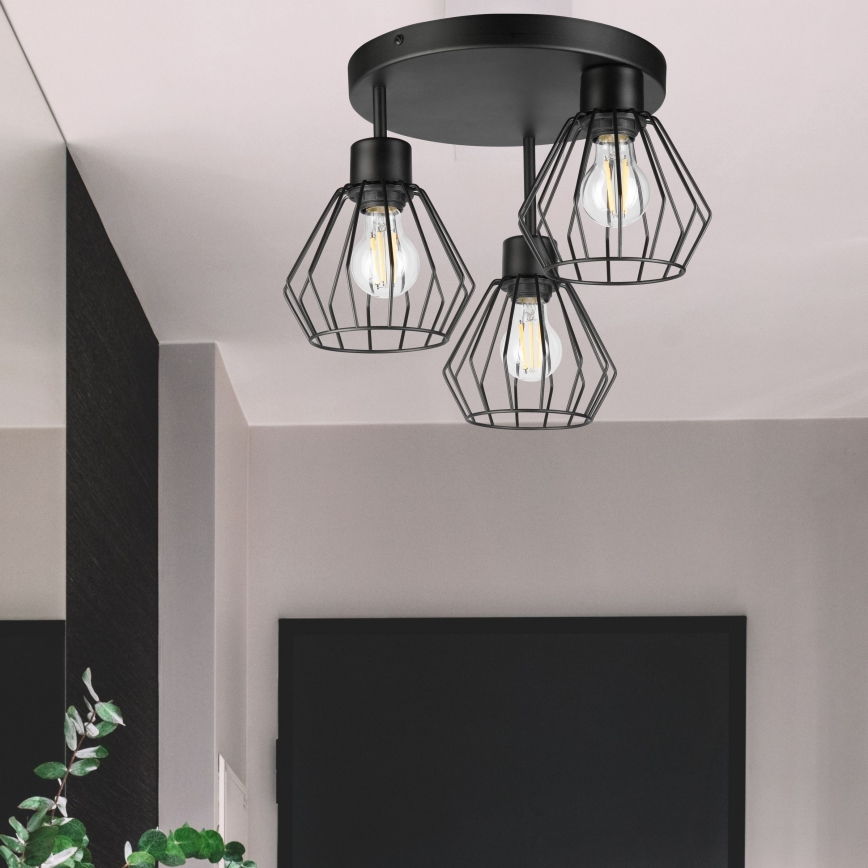 Bevestigde hanglamp AUDREY 3xE27/60W/230V zwart