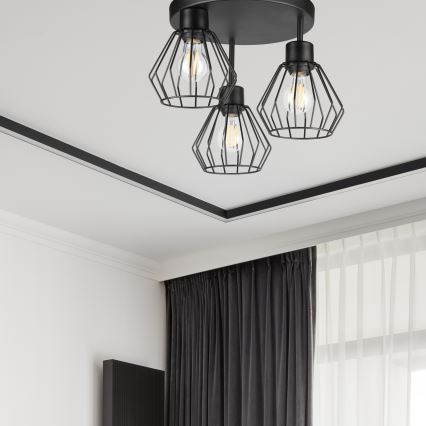 Bevestigde hanglamp AUDREY 3xE27/60W/230V zwart