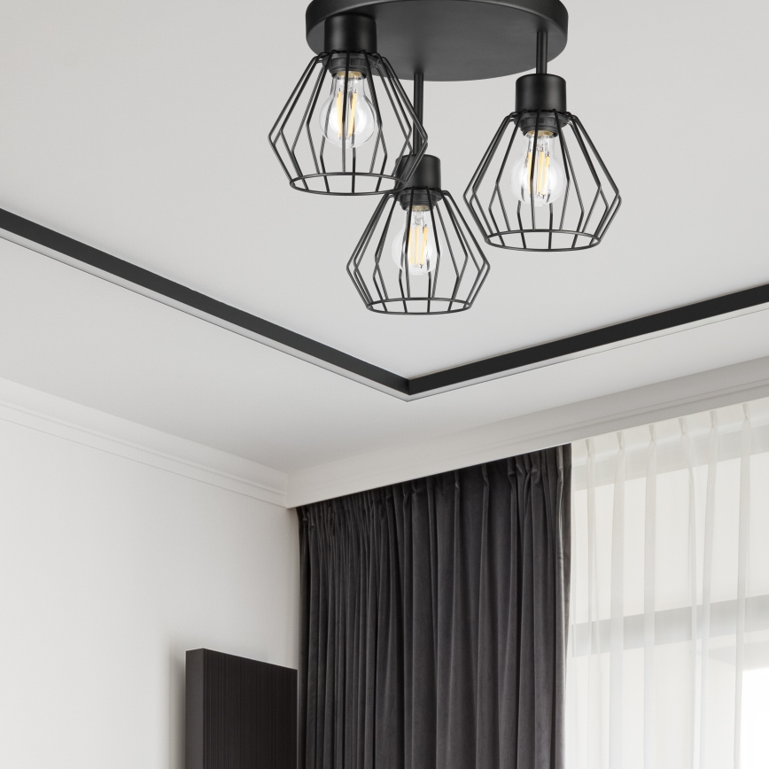 Bevestigde hanglamp AUDREY 3xE27/60W/230V zwart