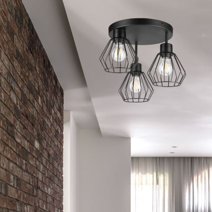 Bevestigde hanglamp AUDREY 3xE27/60W/230V zwart