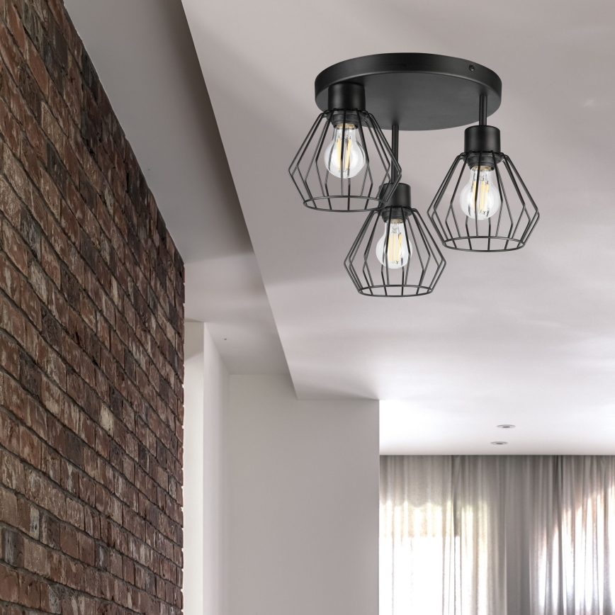 Bevestigde hanglamp AUDREY 3xE27/60W/230V zwart