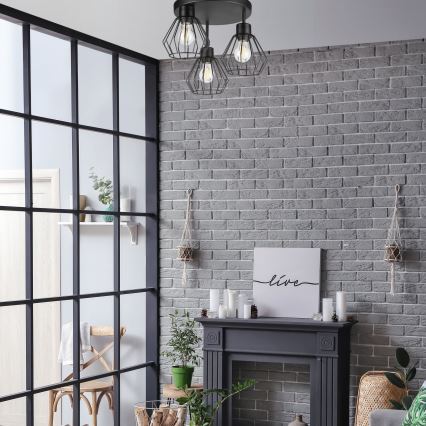 Bevestigde hanglamp AUDREY 3xE27/60W/230V zwart
