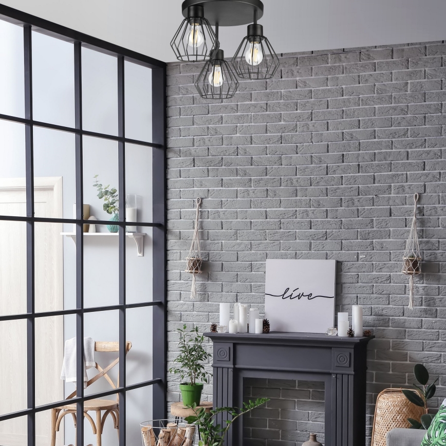 Bevestigde hanglamp AUDREY 3xE27/60W/230V zwart