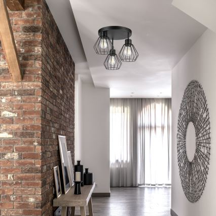 Bevestigde hanglamp AUDREY 3xE27/60W/230V zwart