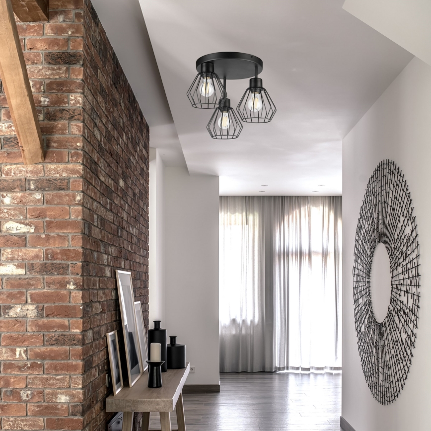 Bevestigde hanglamp AUDREY 3xE27/60W/230V zwart