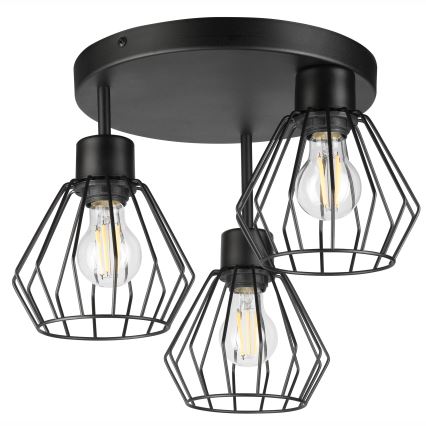 Bevestigde hanglamp AUDREY 3xE27/60W/230V zwart
