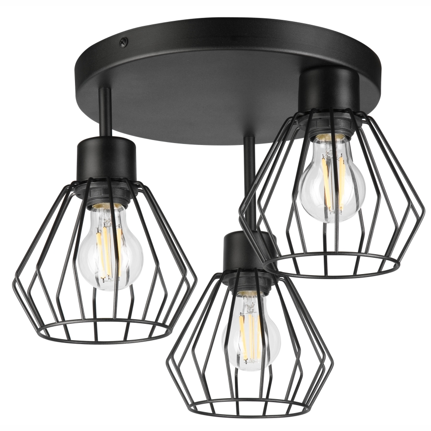 Bevestigde hanglamp AUDREY 3xE27/60W/230V zwart