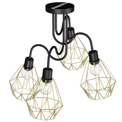 Bevestigde hanglamp BERGEN 4xE27/60W/230V zwart/gouden