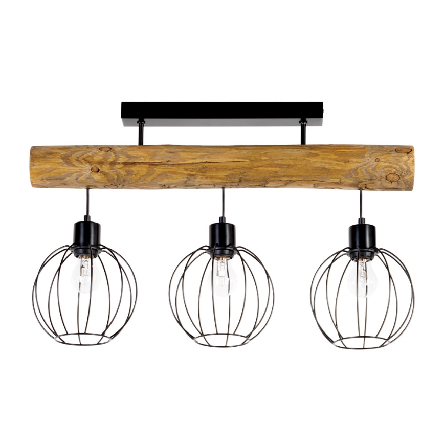 Bevestigde hanglamp BERIS 3xE27/25W/230V grenen