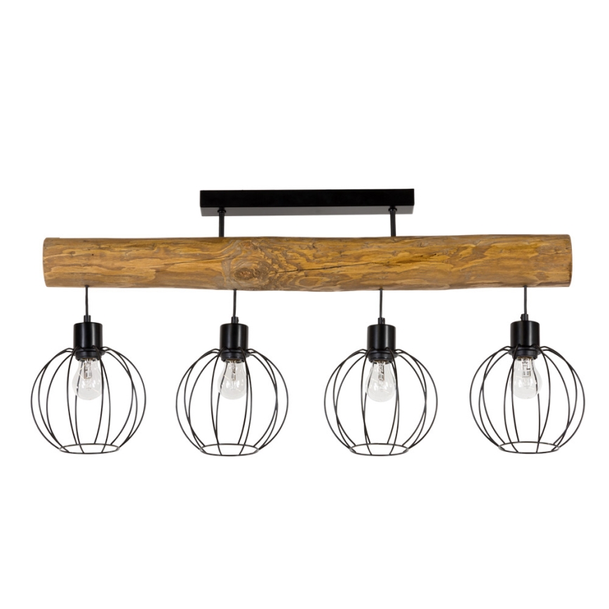 Bevestigde hanglamp BERIS 4xE27/25W/230V grenen