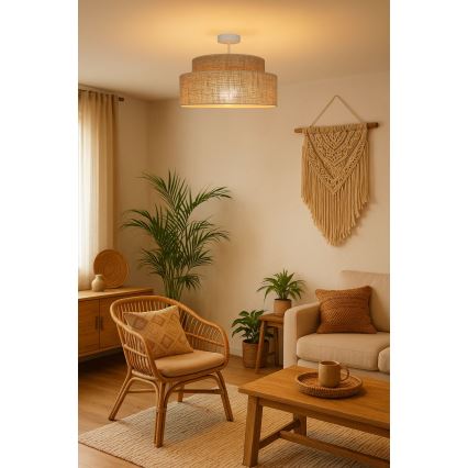 Bevestigde hanglamp BOHO 1xE27/60W/230V beige
