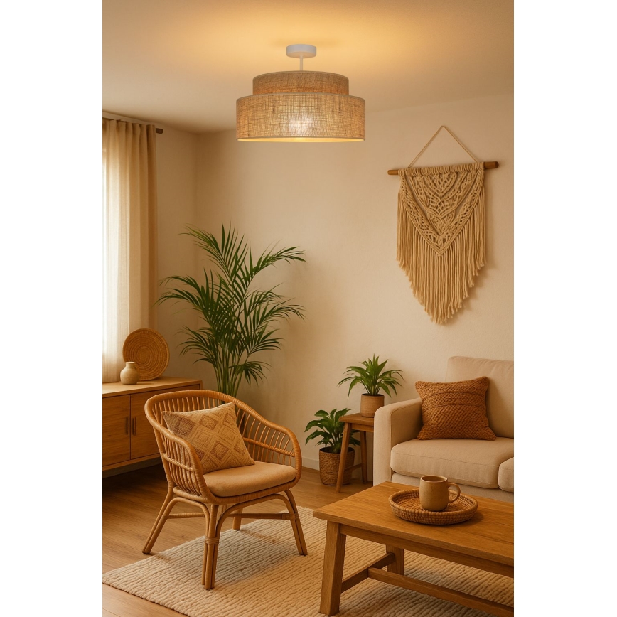 Bevestigde hanglamp BOHO 1xE27/60W/230V beige