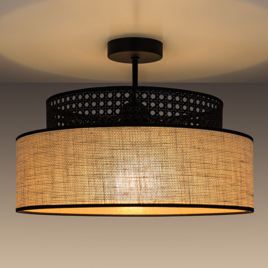 Bevestigde hanglamp BOHO 1xE27/60W/230V zwart/rotan
