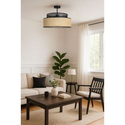 Bevestigde hanglamp BOHO 1xE27/60W/230V zwart/rotan