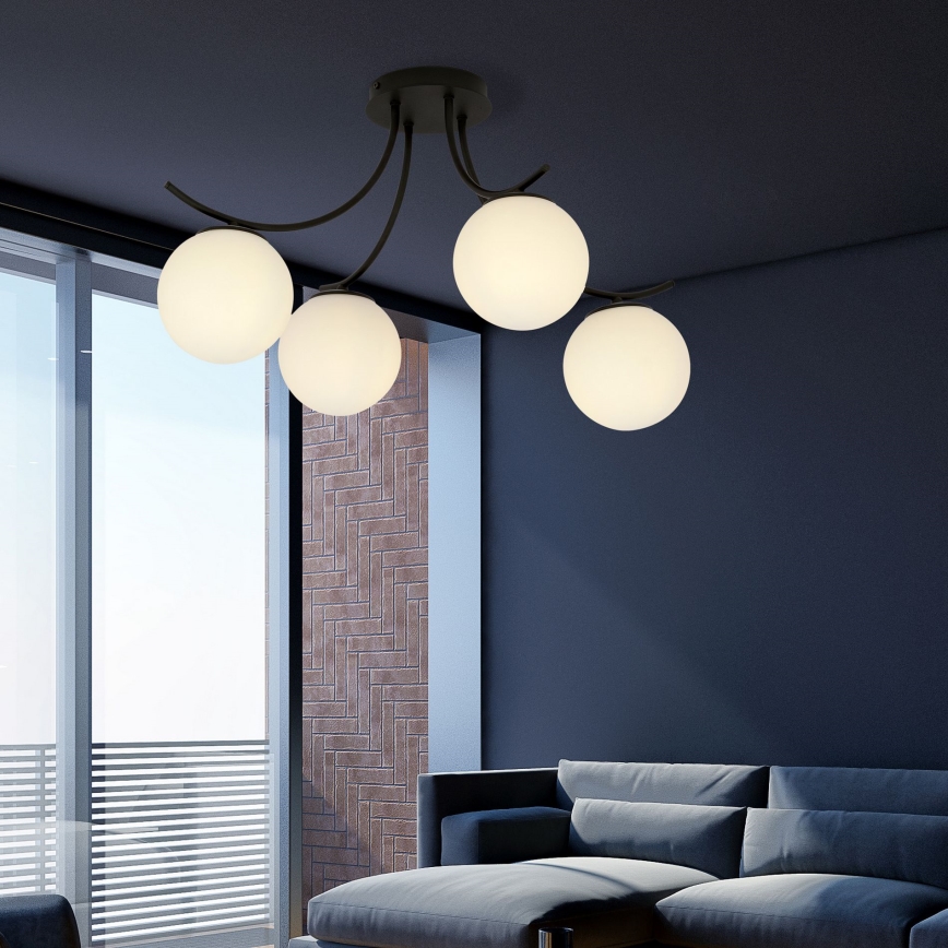 Bevestigde hanglamp BOSTON 4xE14/10W/230V zwart