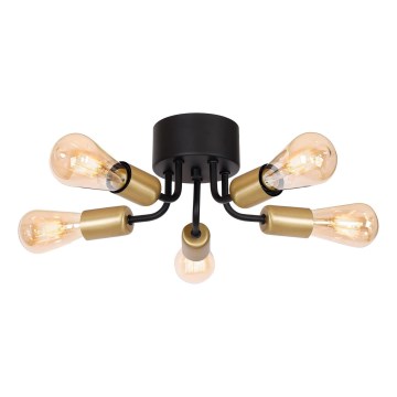 Bevestigde hanglamp BRENDA 5xE27/60W/230V zwart/gouden