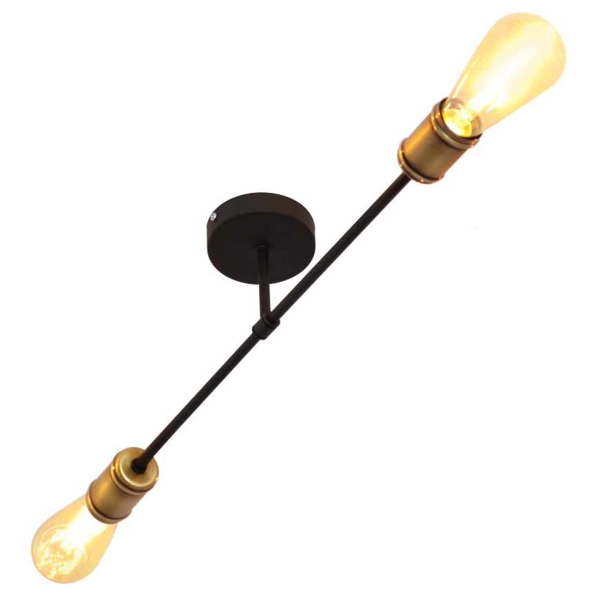 Bevestigde hanglamp CAMBRIDGE 2xE27/15W/230V zwart/gouden