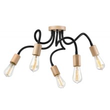 Bevestigde hanglamp CAMERON 5xE27/60W/230V beuken - FSC gecertificeerd