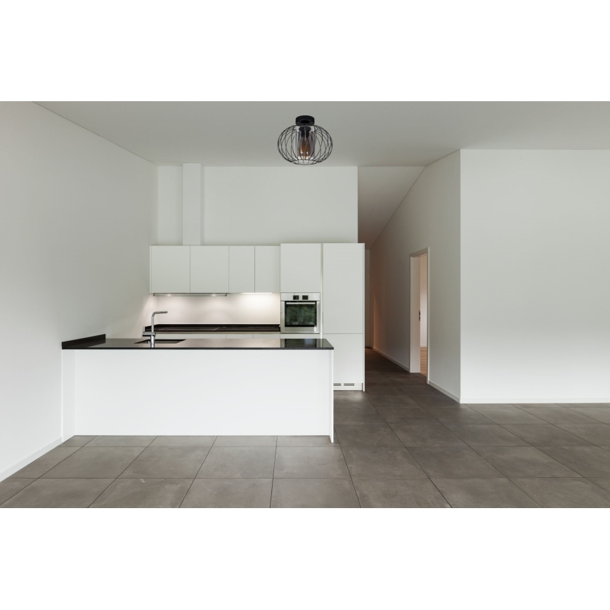 Bevestigde hanglamp CORRINI 1xE27/60W/230V diameter 25 cm zwart/grijs