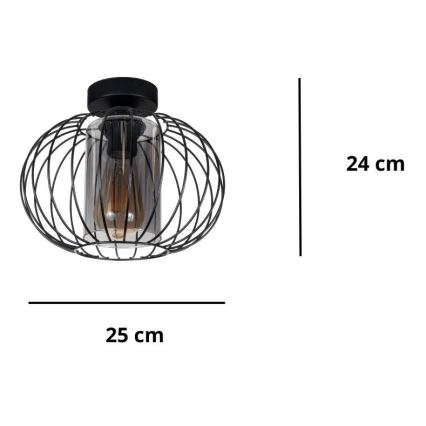 Bevestigde hanglamp CORRINI 1xE27/60W/230V diameter 25 cm zwart/grijs