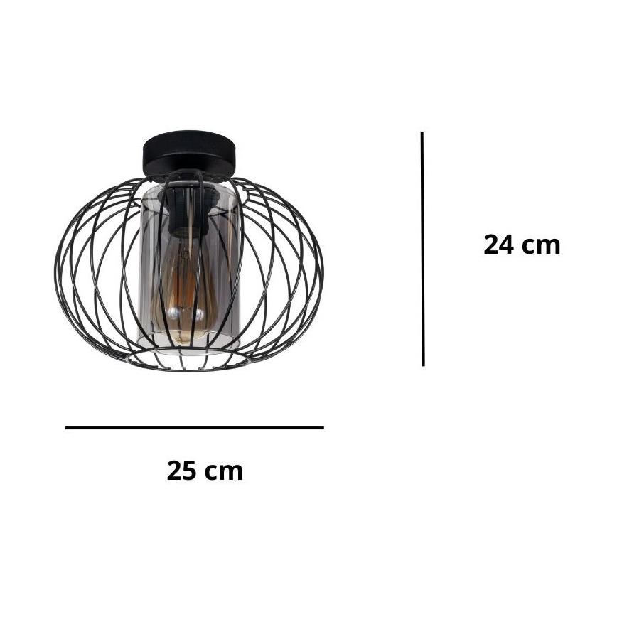 Bevestigde hanglamp CORRINI 1xE27/60W/230V diameter 25 cm zwart/grijs
