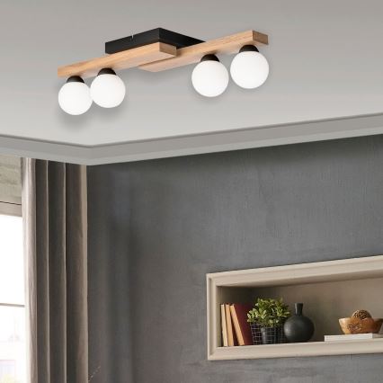 Bevestigde hanglamp CORTINA 4xG9/5W/230V zwart/eiken