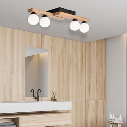 Bevestigde hanglamp CORTINA 4xG9/5W/230V zwart/eiken