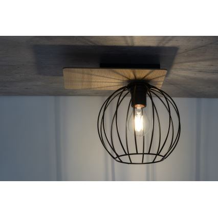 Bevestigde hanglamp CYBER 1xE27/60W/230V hout/zwart