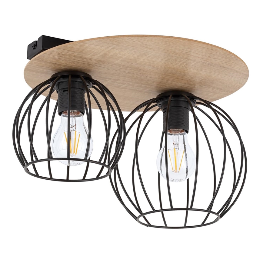 Bevestigde hanglamp CYBER 2xE27/60W/230V hout/zwart