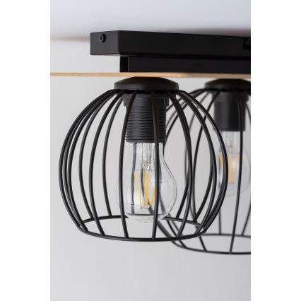 Bevestigde hanglamp CYBER 2xE27/60W/230V hout/zwart