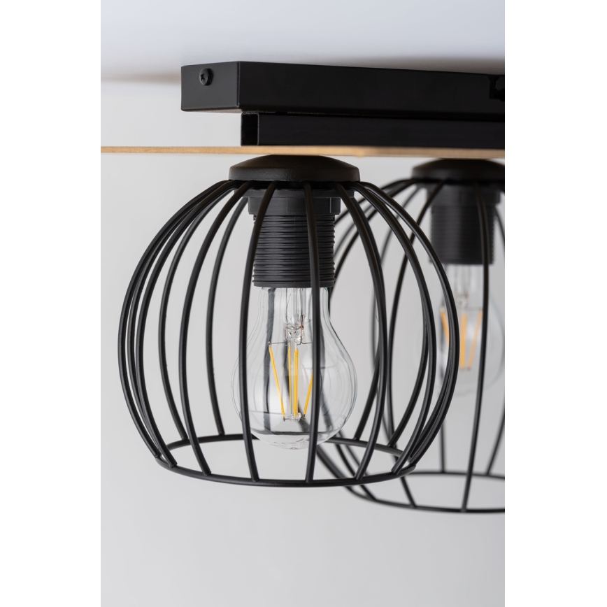 Bevestigde hanglamp CYBER 2xE27/60W/230V hout/zwart