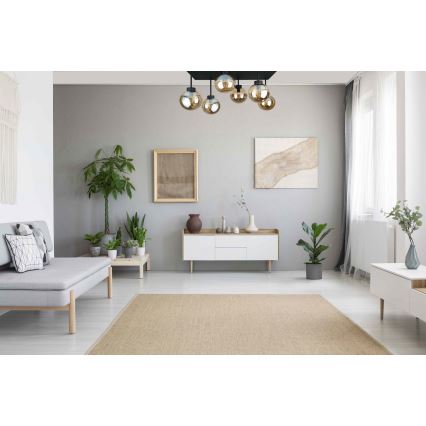 Bevestigde hanglamp DEA 6xE14/60W/230V zwart/gerookt beige