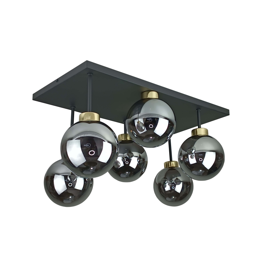 Bevestigde hanglamp DEA 6xE14/60W/230V zwart/goud/gerookt zwart