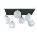 Bevestigde hanglamp DEA 6xE14/60W/230V zwart/goud/wit